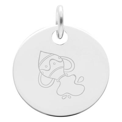 Médaille Zodiaque Verseau Enfantin en Argent 925, Diamètre 15 mm - Lumiosa