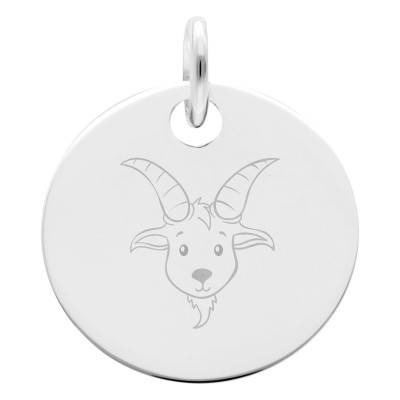 Médaille Zodiaque Capricorne Enfantin en Argent 925, Diamètre 15 mm - Lumiosa