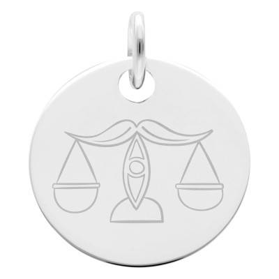 Médaille Zodiaque Balance Enfantin en Argent 925, Diamètre 15 mm - Lumiosa