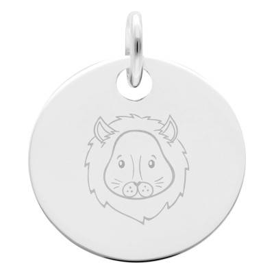 Médaille Zodiaque Lion Enfantin en Argent 925, Diamètre 15 mm - Lumiosa