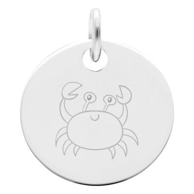 Médaille Zodiaque Cancer Enfantin en Argent 925, Diamètre 15 mm - Lumiosa