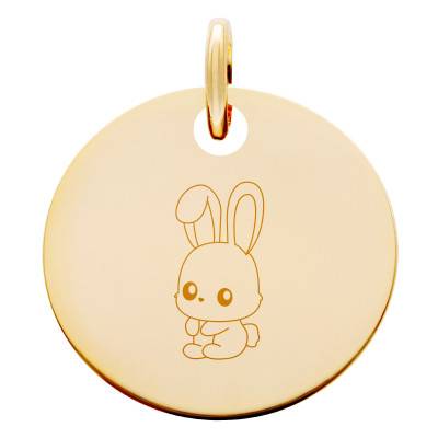 Médaille Signe Chinois Lapin Plaqué Or Jaune, Diamètre 15 mm - Lumiosa