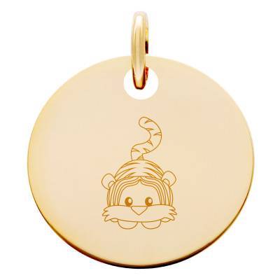 Médaille Signe Chinois Tigre Plaqué Or Jaune, Diamètre 15 mm - Lumiosa