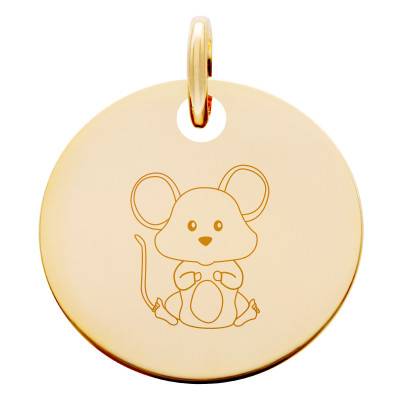 Médaille Signe Chinois Rat Plaqué Or Jaune, Diamètre 15 mm - Lumiosa