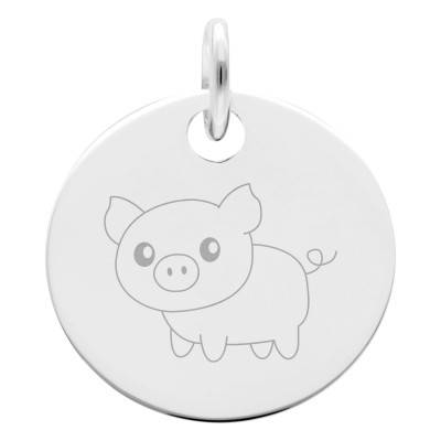Médaille Signe Chinois Cochon en Argent 925, Diamètre 15 mm - Lumiosa