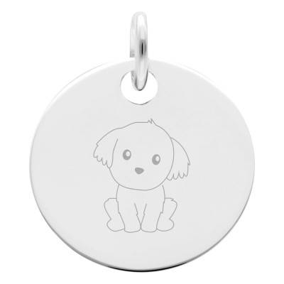 Médaille Signe Chinois Chien en Argent 925, Diamètre 15 mm - Lumiosa