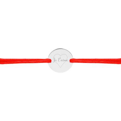 Bracelet Cordon Médaille Je t'aime en Argent 925, Longueur Ajustable - Lumiosa