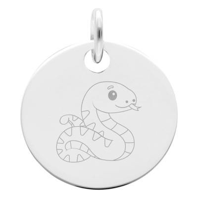Médaille Signe Chinois Serpent en Argent 925, Diamètre 15 mm - Lumiosa