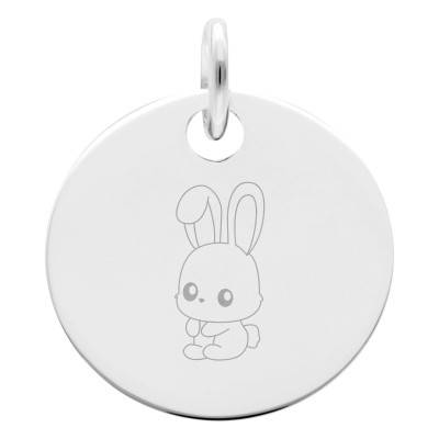 Médaille Signe Chinois Lapin en Argent 925, Diamètre 15 mm - Lumiosa