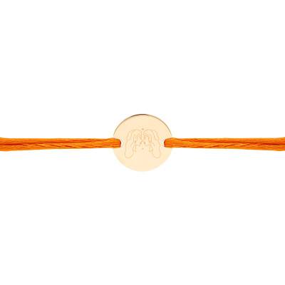 Bracelet Cordon Médaille Zodiaque Gémeaux & Etoiles Plaqué Or Jaune, Longueur Ajustable - Lumiosa