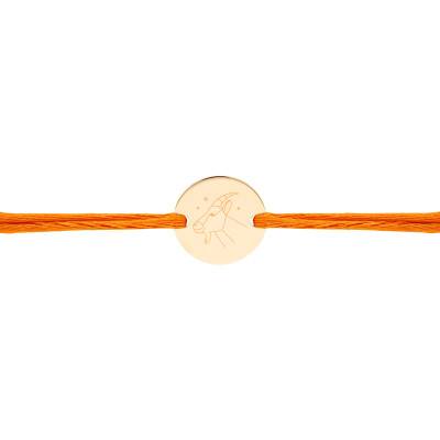 Bracelet Cordon Médaille Zodiaque Capricorne & Etoiles Plaqué Or Jaune, Longueur Ajustable - Lumiosa