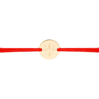 Bracelet Cordon Médaille Zodiaque Sagittaire & Etoiles Plaqué Or Jaune, Longueur Ajustable - Lumiosa