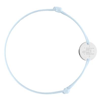 Bracelet Cordon Médaille Zodiaque Scorpion & Etoiles en Argent 925, Longueur Ajustable - Lumiosa