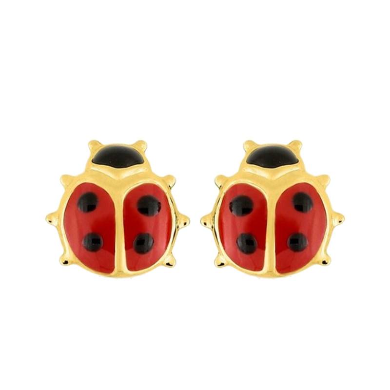 375 or 750 Yellow Gold Ladybug Stud Earrings - Emanessence