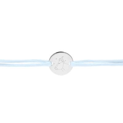 Bracelet Cordon Médaille Zodiaque Taureau & Etoiles en Argent 925, Longueur Ajustable - Lumiosa