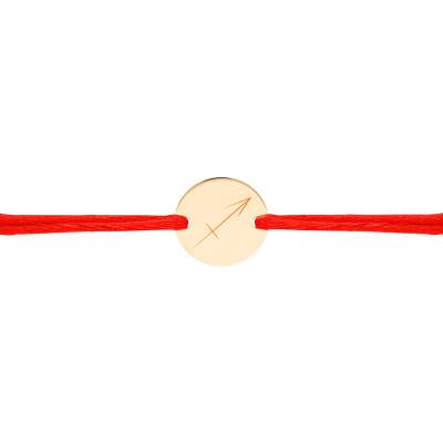 Bracelet Cordon Médaille Zodiaque Sagittaire Plaqué Or Jaune, Longueur Ajustable - Lumiosa