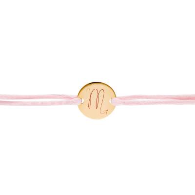 Bracelet Cordon Médaille Zodiaque Scorpion Plaqué Or Jaune, Longueur Ajustable - Lumiosa