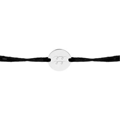 Bracelet Cordon Médaille Zodiaque Verseau en Argent 925, Longueur Ajustable - Lumiosa