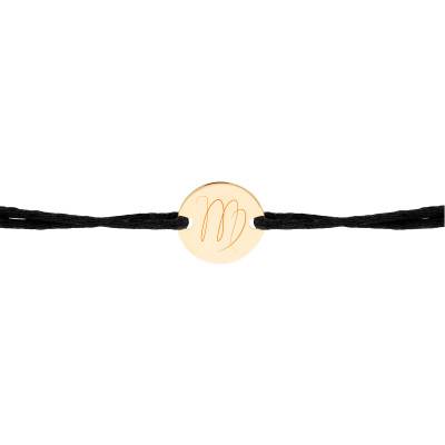 Bracelet Cordon Médaille Zodiaque Vierge Plaqué Or Jaune, Longueur Ajustable - Lumiosa