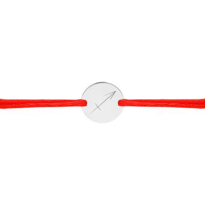 Bracelet Cordon Médaille Zodiaque Sagittaire en Argent 925, Longueur Ajustable - Lumiosa