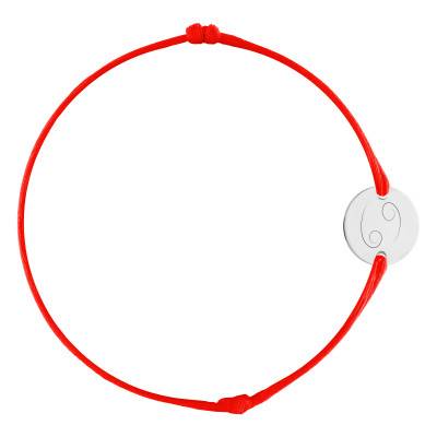 Bracelet Cordon Médaille Zodiaque Cancer en Argent 925, Longueur Ajustable - Lumiosa