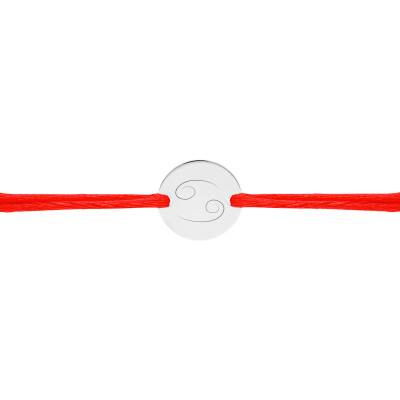 Bracelet Cordon Médaille Zodiaque Cancer en Argent 925, Longueur Ajustable - Lumiosa