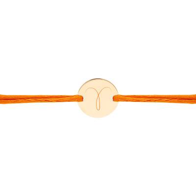 Bracelet Cordon Médaille Zodiaque Bélier Plaqué Or Jaune, Longueur Ajustable - Lumiosa