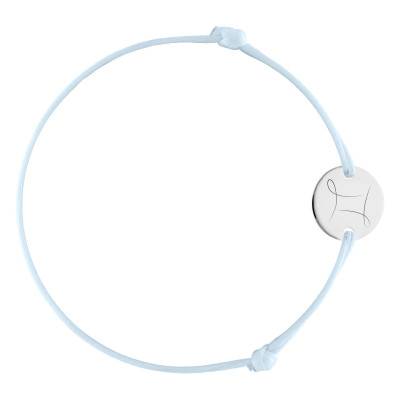 Bracelet Cordon Médaille Zodiaque Gémeaux en Argent 925, Longueur Ajustable - Lumiosa