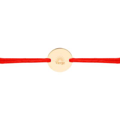 Bracelet Cordon Médaille Zodiaque Vierge & Soleil Plaqué Or Jaune, Longueur Ajustable - Lumiosa