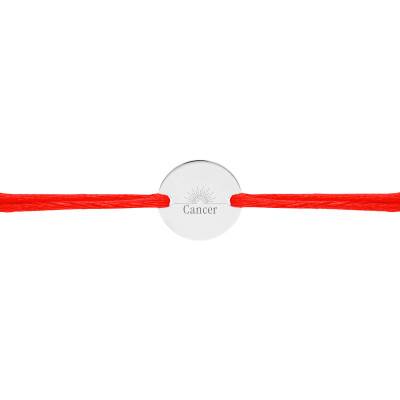 Bracelet Cordon Médaille Zodiaque Cancer & Soleil en Argent 925, Longueur Ajustable - Lumiosa