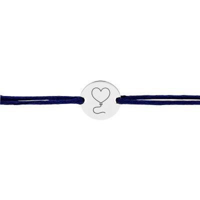 Bracelet Cordon Médaille Ballon Coeur en Argent 925, Longueur Ajustable - Lumiosa