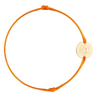 Bracelet Cordon Médaille Signe Chinois Dragon Plaqué Or Jaune, Longueur Ajustable - Lumiosa