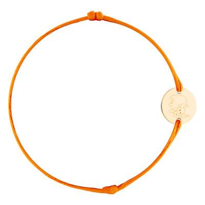 Yellow Gold-Plated Chinese Zodiac Ox Sign Cord Medal Bracelet, Adjustable Length - Lumiosa