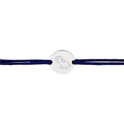 Bracelet Cordon Médaille Signe Chinois Cheval en Argent 925, Longueur Ajustable - Lumiosa