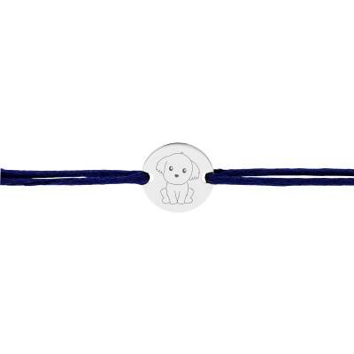 925 Silver Adjustable Cord Bracelet with Chinese Zodiac Dog Sign Medal - Lumiosa