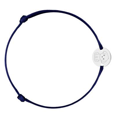 Bracelet Cordon Médaille Signe Chinois Chien en Argent 925, Longueur Ajustable - Lumiosa