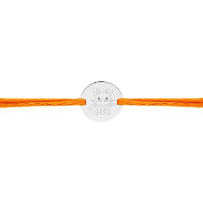 Bracelet Cordon Médaille Signe Chinois Dragon en Argent 925, Longueur Ajustable - Lumiosa