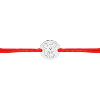 925 Silver Adjustable Cord Bracelet with Chinese Zodiac Rat Medal - Lumiosa