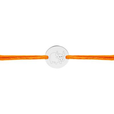 925 Silver Cord Bracelet with Chinese Zodiac Ox Medal, Adjustable Length - Lumiosa