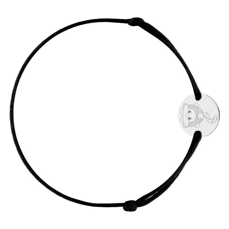 925 Sterling Silver Adjustable Tiger Chinese Zodiac Charm Cord Bracelet - Lumiosa