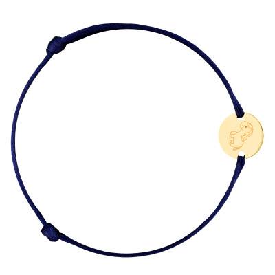Yellow Gold-Plated Chinese Zodiac Horse Medal Cord Bracelet, Adjustable Length - Lumiosa
