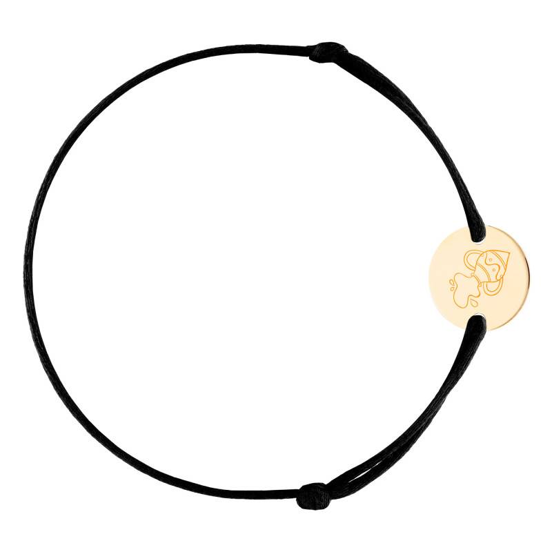 Children's Yellow Gold-Plated Aquarius Zodiac Cord Bracelet with Medal, Adjustable Length - Lumiosa