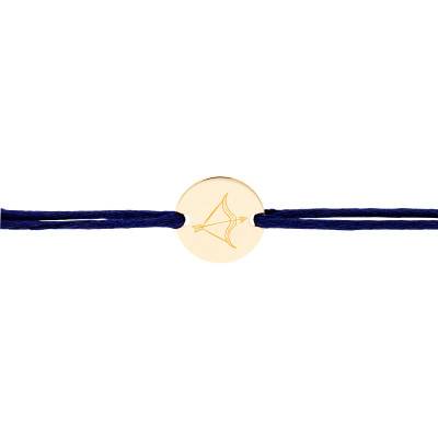 Bracelet Cordon Médaille Zodiaque Sagittaire Enfantin Plaqué Or Jaune, Longueur Ajustable - Lumiosa