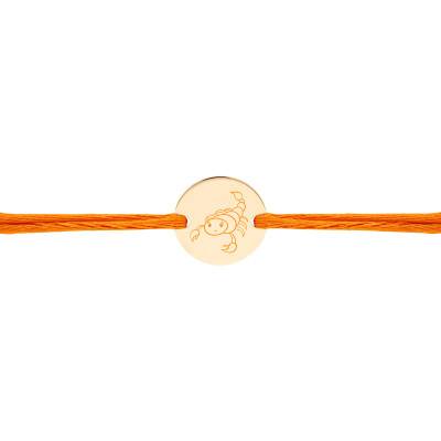 Bracelet Cordon Médaille Zodiaque Scorpion Enfantin Plaqué Or Jaune, Longueur Ajustable - Lumiosa
