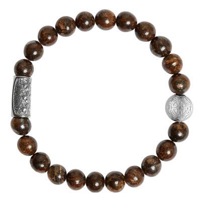 Black Agate Buddha Bracelet, Length 19.50 cm to 20.50 cm - Lauren Steven