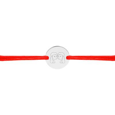 Children's 925 Silver Zodiac Gemini Medal Cord Bracelet, Adjustable Length - Lumiosa