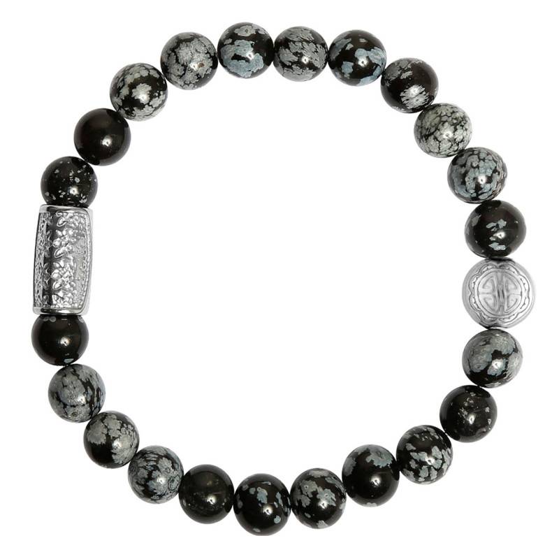 Snowflake Obsidian Buddha Bracelet, Length 19.50 cm or 20.50 cm - Lauren Steven