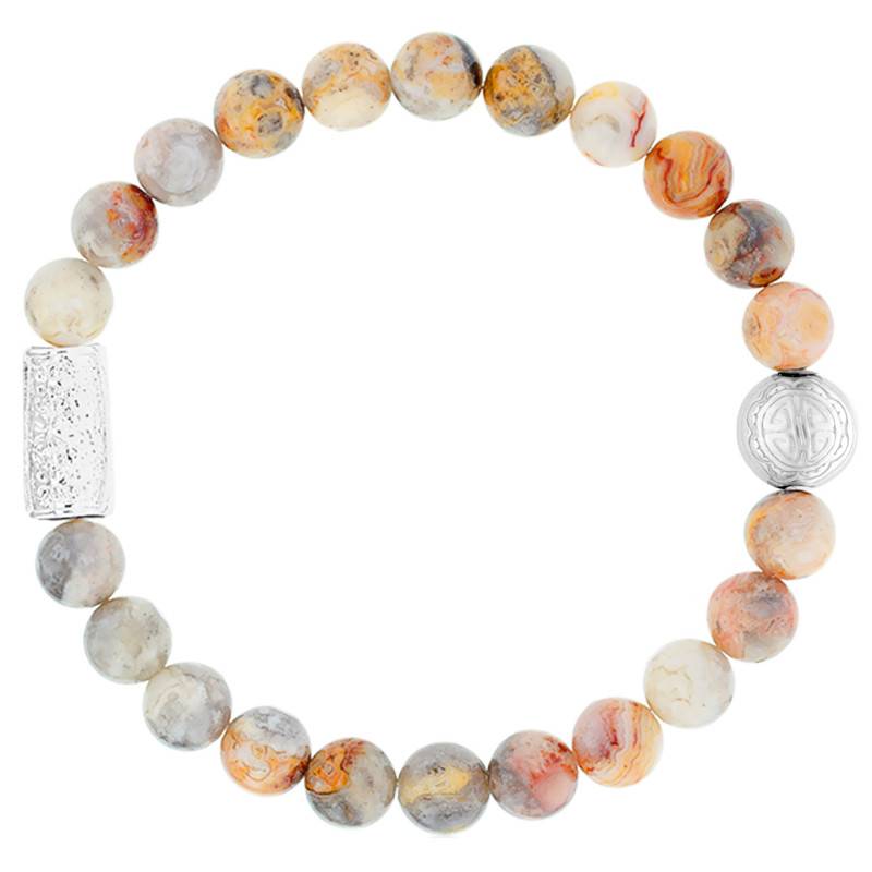 Crazy Stone & Silver Buddha Bracelet - Lauren Steven