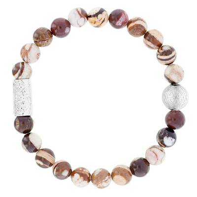 Café Zebra and Silver Buddha Bracelet - Lauren Steven