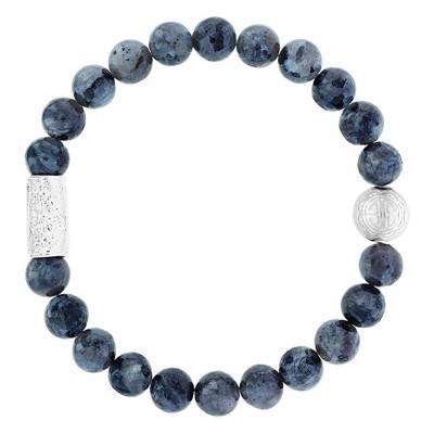Grey Larvikite and Silver Buddha Bracelet - Lauren Steven